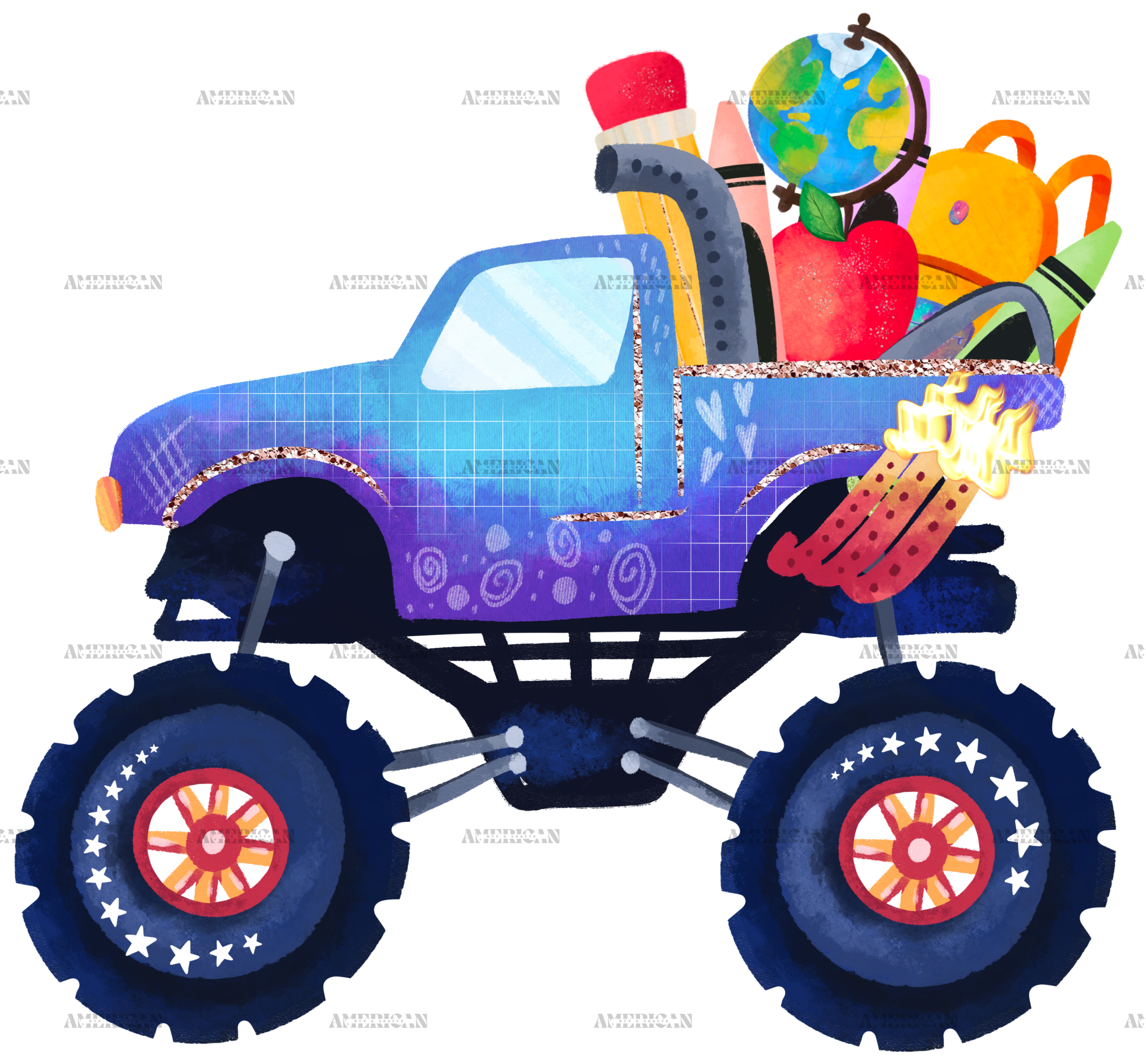 Back To School Truck DTF Transfer