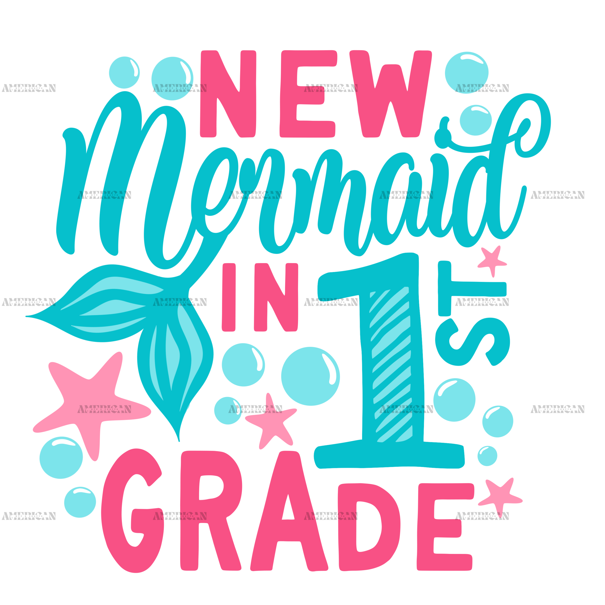 New Mermaid In 1st Grade DTF Transfer