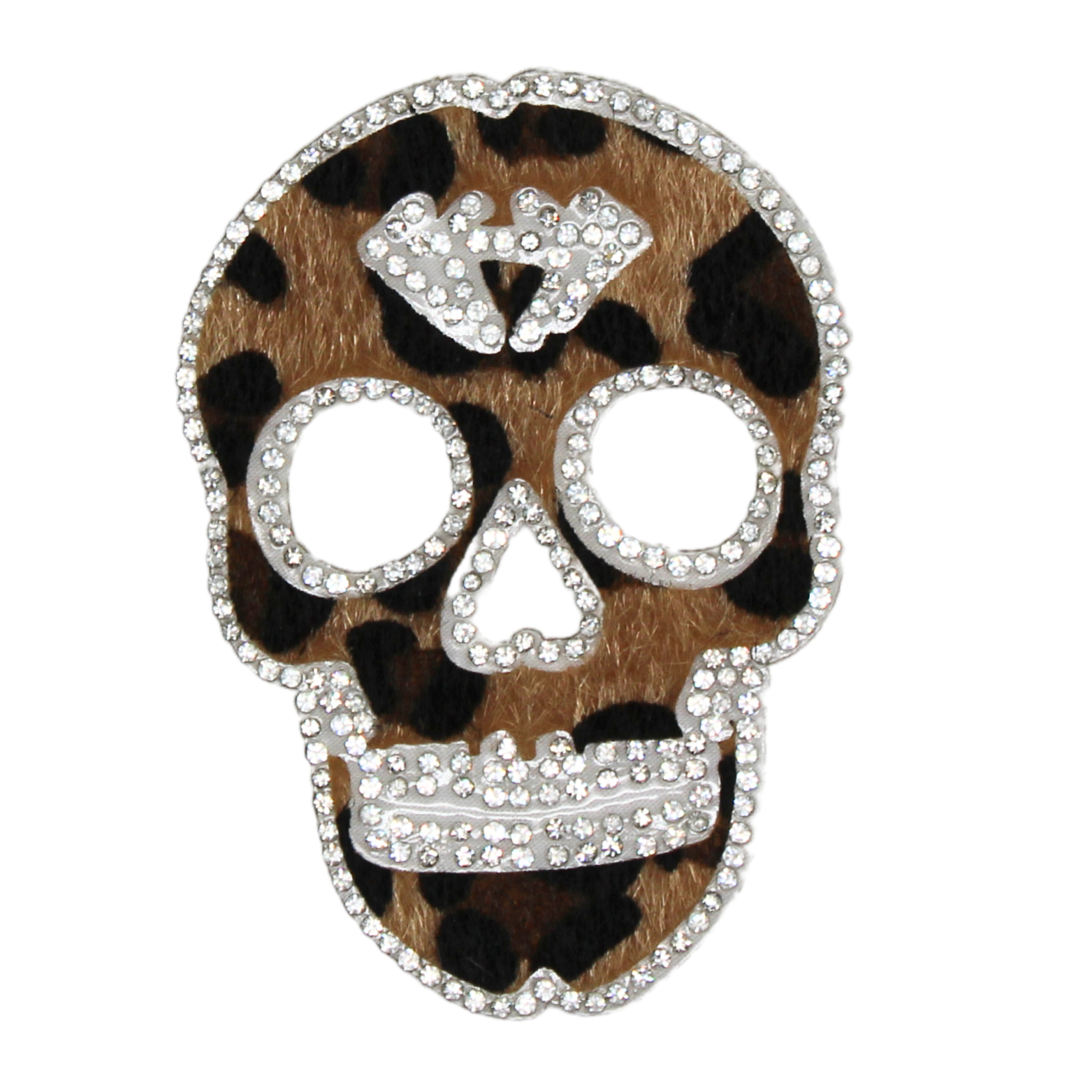 Leopard Print Skull Rhinestone Patch - Image 2
