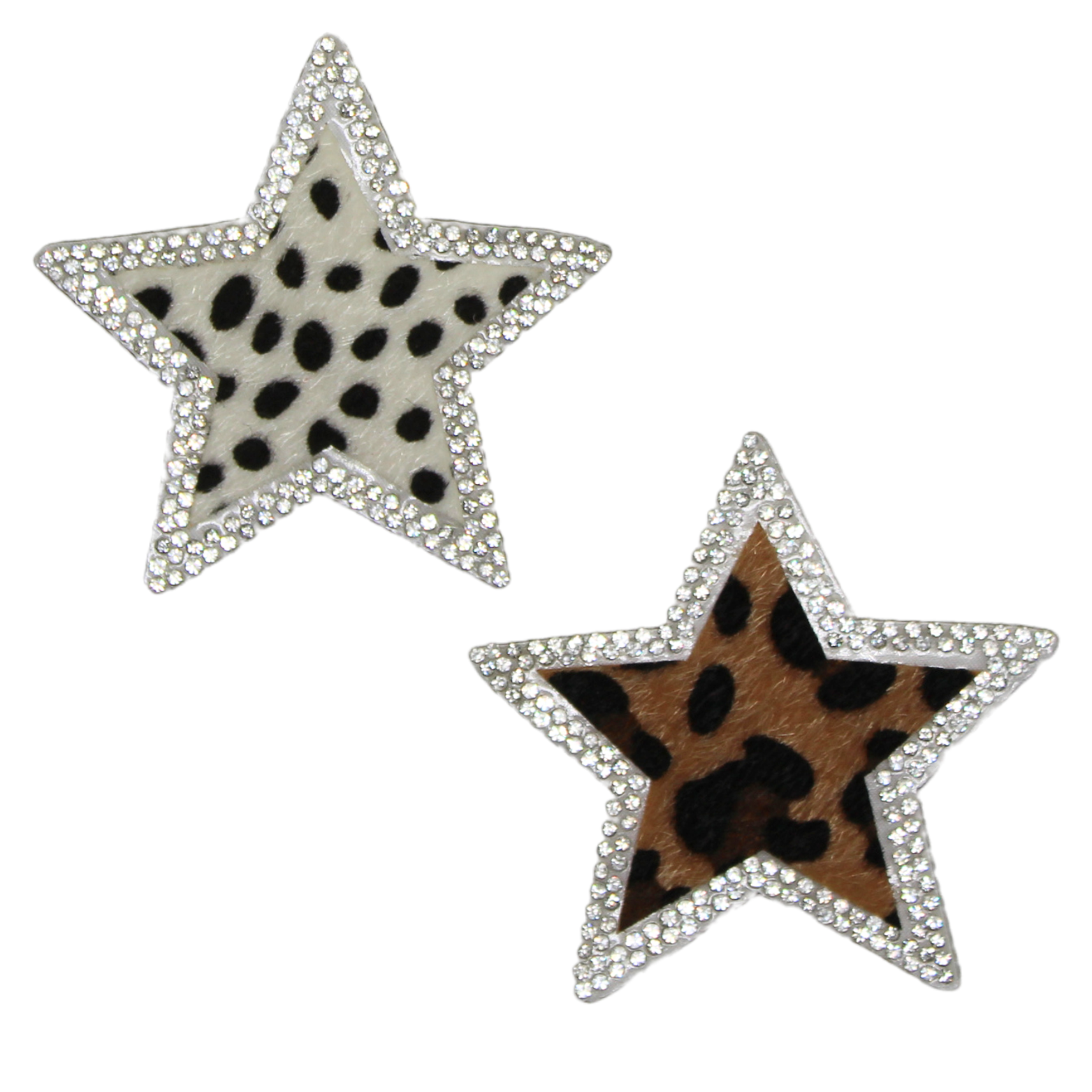 Leopard Print Star Rhinestone Patch