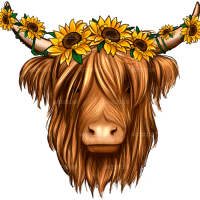 Sunflowers Cow DTF Transfer