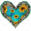 Turqoise Sunflower Heart Cowhide DTF Transfer