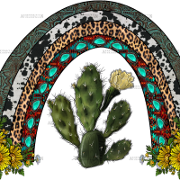 Western Rainbow Cactus DTF Transfer
