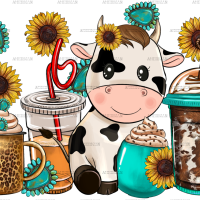 Western Cow Coffee Cups DTF Transfer