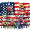 Floral American Flag DTF Transfer