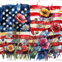 Floral American Flag DTF Transfer