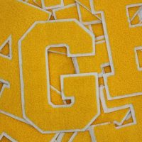 Yellow on White 6" Chenille Letter Varsity