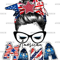 American Mama Messy Bun DTF Transfer
