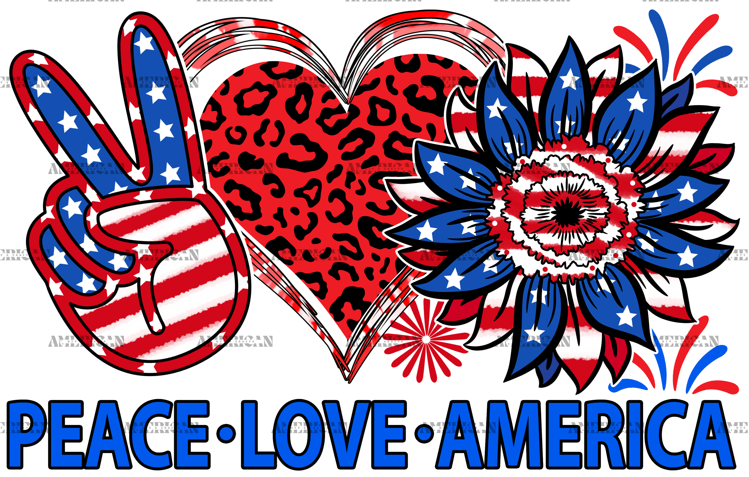 Peace Love America Sunflower-1 DTF Transfer