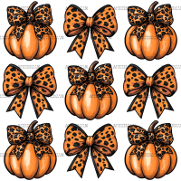 Autumn Pumpkins Bows-2 DTF Transfer
