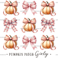 Autumn Pumpkins Bows-7 DTF Transfer