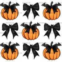 Autumn Pumpkins Bows-8 DTF Transfer