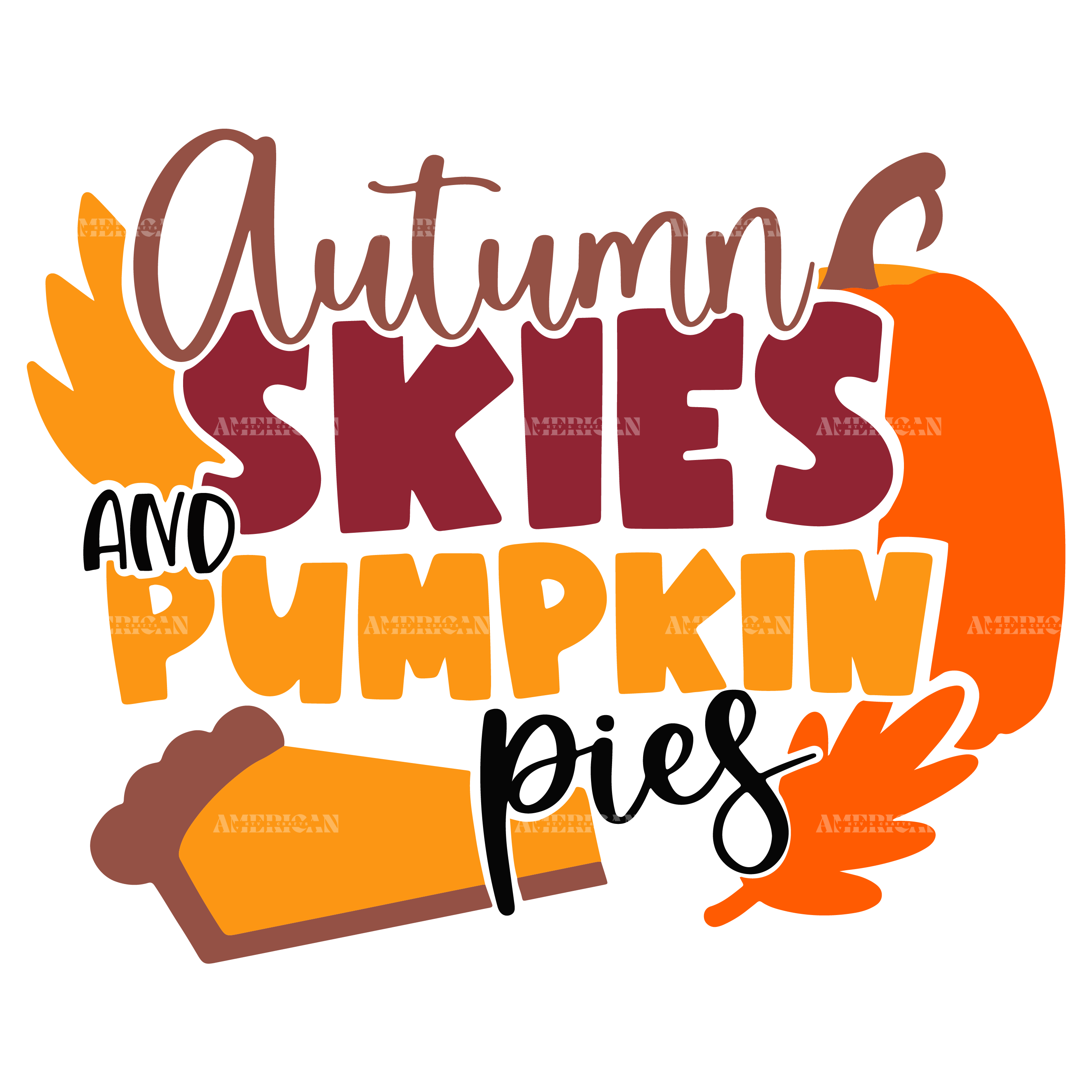 Autumn Skies And Pumpkin DTF Transfer