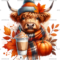 Fall Highland Cow-1 DTF Transfer