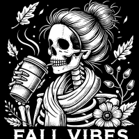Fall Vibes Skeleton White DTF Transfer