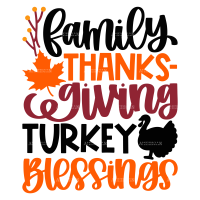 Family Thanksgiving Turkey Blessings DTF Transfer