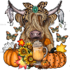 Highland Cow Pumpkin Autumn DTF Transfer