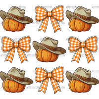 Howdy Autumn Pumpkins Bows-1 DTF Transfer