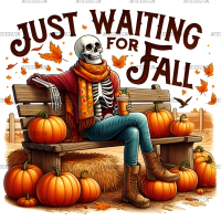 Just Waiting For Fall Skeleton-2 DTF Transfer