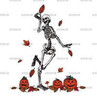 Leaves Are Falling Skeleton Is Dancing-2 DTF Transfer